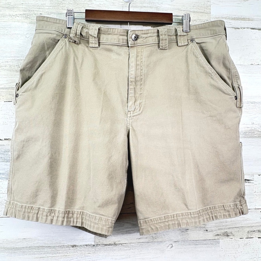Duluth Trading Co Fire Hose Shorts Mens 40 Tan Flex Utility Workwear Carpenter